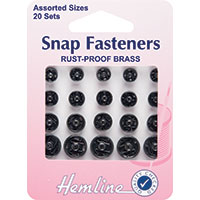 Snap Fasteners assorted sizes black