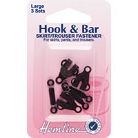 Hook & Bar Skirt/Trouser Fastener - Large - Black