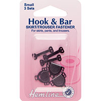 Hook & Bar Skirt/Trouser Fastener - Small - Black