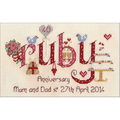 Ruby Anniversary counted cross stitch chart